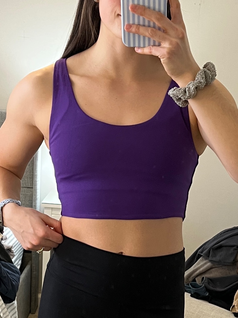 Purple Cropped Scoopneck Tank